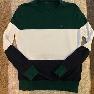 Tommy Hilfiger Men’s Green White Black Crewneck Sweater
